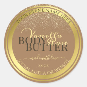 Elegant Beige Product Packaging Labels Gold Frame