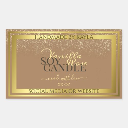 Elegant Beige Product Packaging Labels Gold Frame