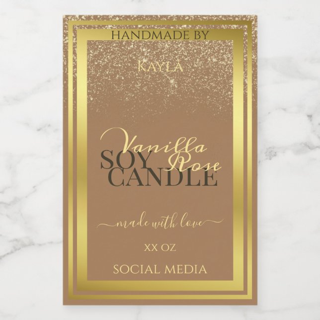 Elegant Beige Product Packaging Labels Gold Frame (Single Label)