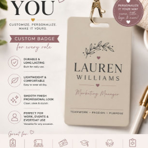 Elegant Beige Professional Event Badge