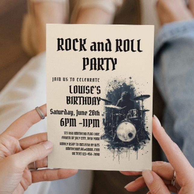 Elegant Beige Rock And Roll party Invitation (Creator Uploaded)