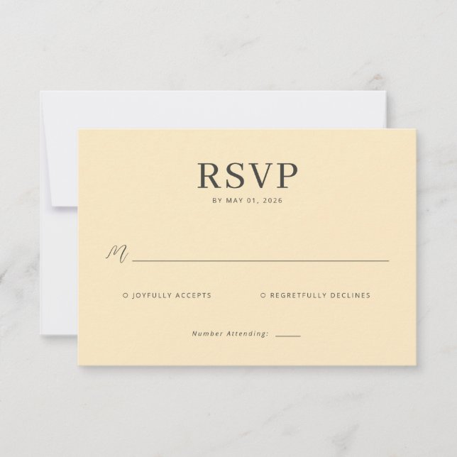 Elegant Beige RSVP Card (Front)