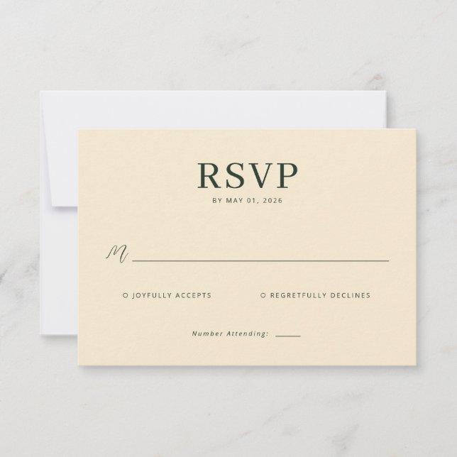 Elegant Beige RSVP Card (Front)