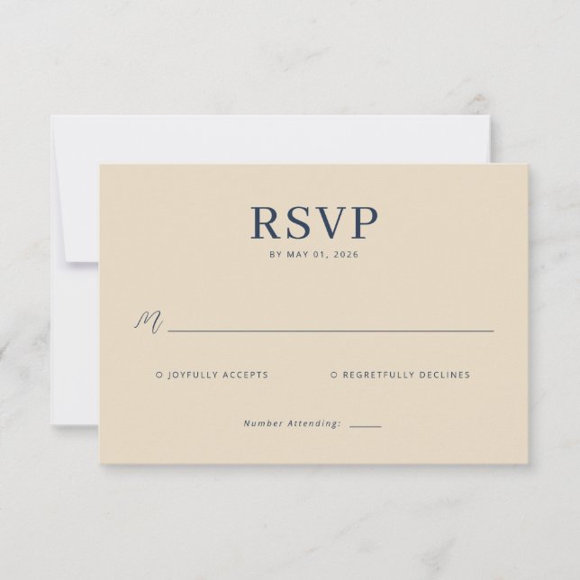 Elegant Beige RSVP Card (Front)