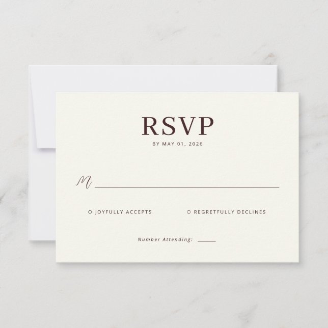 Elegant Beige RSVP Card (Front)