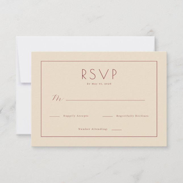 Elegant Beige RSVP Card (Front)