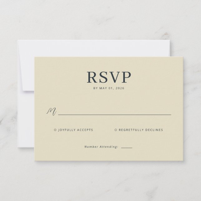 Elegant Beige RSVP Card (Front)