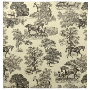 Elegant Beige Rustic Horses Toile Cloth Napkin