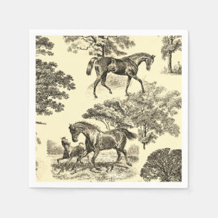 Elegant Beige Rustic Horses Toile Napkins