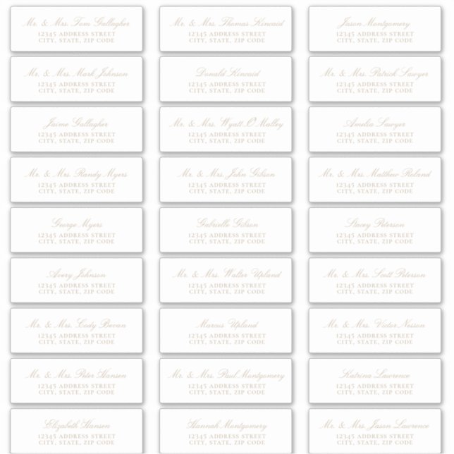 Elegant Beige Script Guest Address Labels (Front)