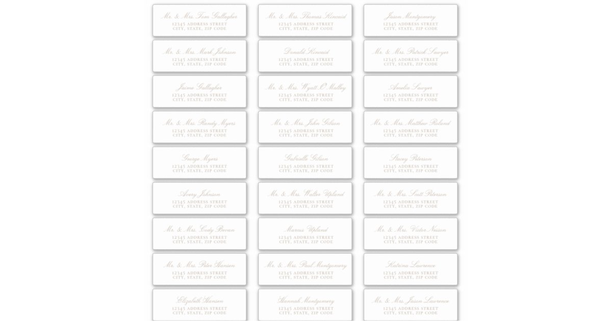 Elegant Beige Script Guest Address Labels | Zazzle