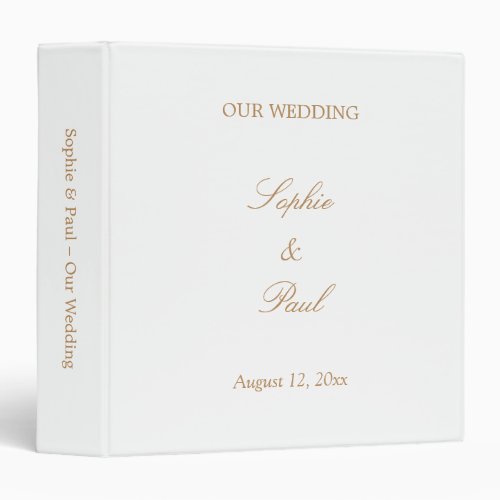 Elegant Beige Script Wedding Personalized 3 Ring Binder