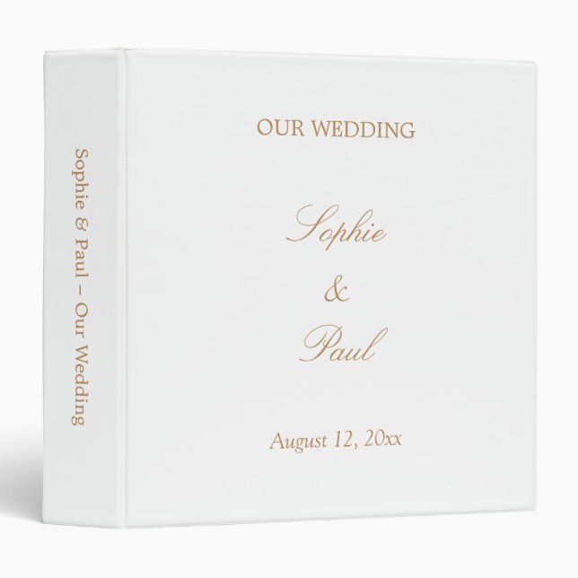 Elegant Beige Script Wedding Personalized 3 Ring Binder (Front/Spine)
