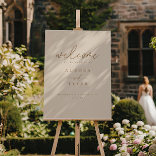 Elegant Beige Script Wedding Welcome Sign