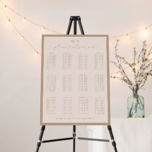 Elegant Beige Seating Chart Foam Board