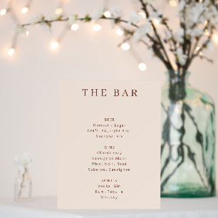 Elegant Beige Serif Bar Menu Foam Board