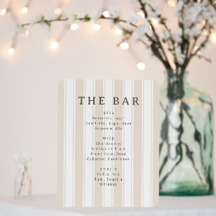 Elegant Beige Serif Bar Menu Foam Board