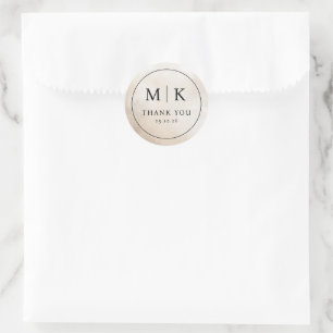 Elegant Beige Serif Thank You Sticker
