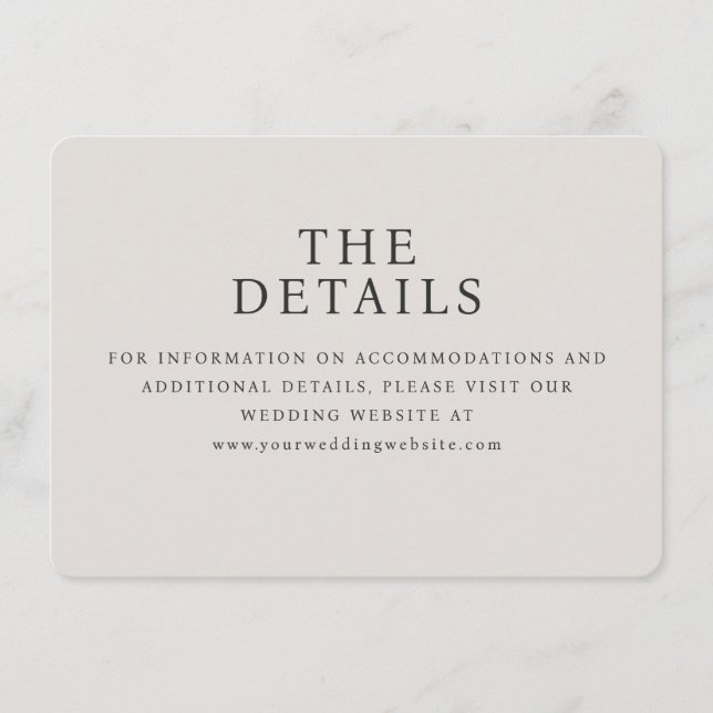 Elegant Beige Serif Wedding Information Card (Front)