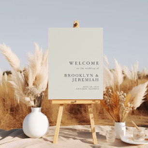 Elegant Beige Serif Wedding Welcome Sign