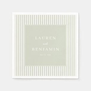 Elegant Beige Stripes and Pale Green Napkins