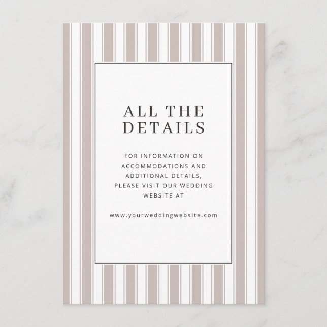 Elegant Beige Stripes Enclosure Card (Front)