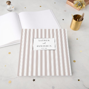 Elegant Beige Stripes with Gold Confetti Guest Book