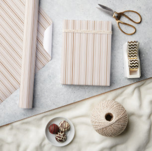 Elegant Beige Stripes Wrapping Paper Roll