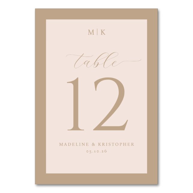 Elegant Beige Table Number (Front)