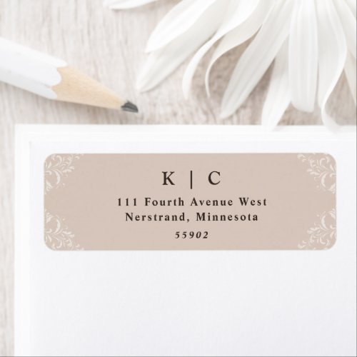 Elegant Beige Taupe Wedding Return Address Label