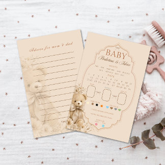 Elegant Beige Teddy Bear Baby Predictions Game