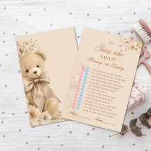 Elegant Beige Teddy Bear Guess Who Game Card