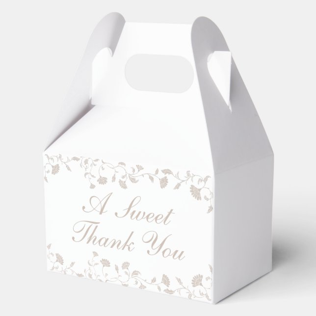 Elegant Beige Thank You Wedding Favor Boxes (Front)