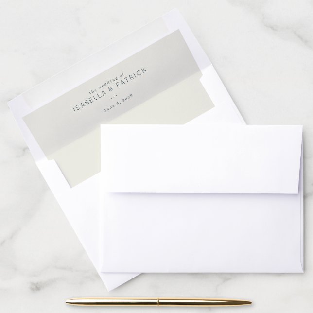 Elegant Beige Typographic Wedding Envelope Liner (Desk)