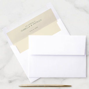 Elegant Beige Typographic Wedding Envelope Liner