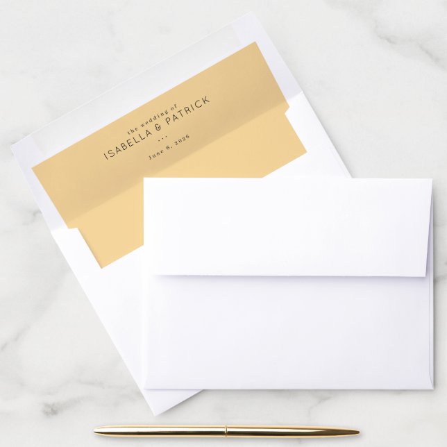 Elegant Beige Typographic Wedding Envelope Liner (Desk)