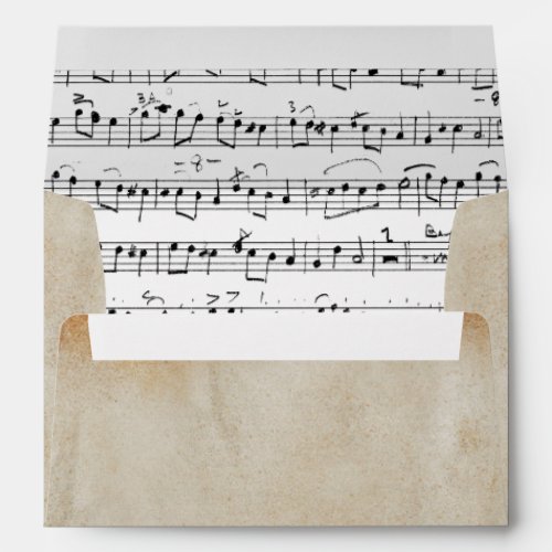 Elegant Beige Vintage Paper Music Sheet Notes Envelope