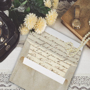 Elegant Beige Vintage Paper Old Script Envelope