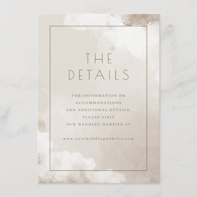 Elegant Beige Watercolor Clouds Enclosure Card (Front)