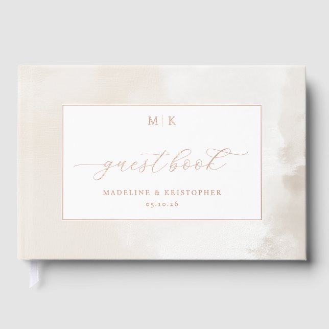 Elegant Beige Watercolor Guestbook (Front)
