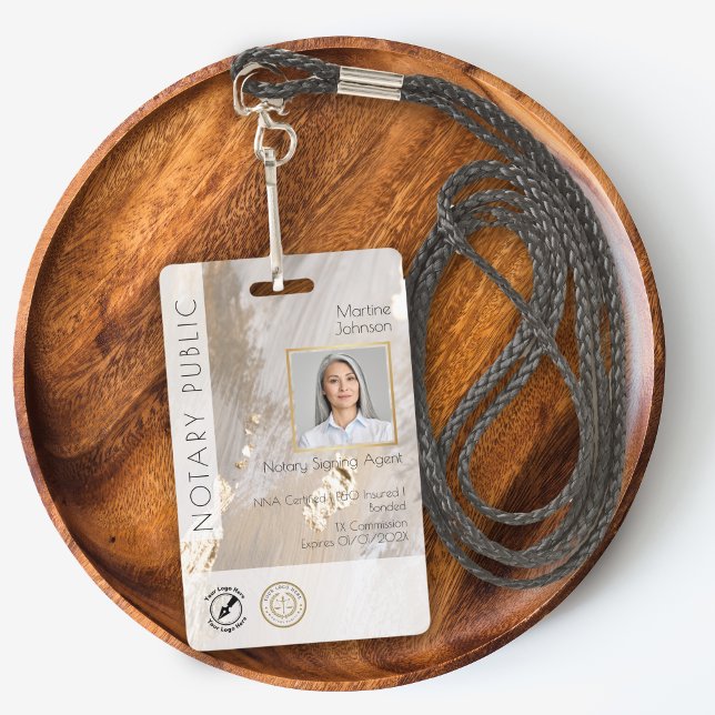 Elegant Beige Watercolor Logo QR Notary Public  Badge (Creator Uploaded)