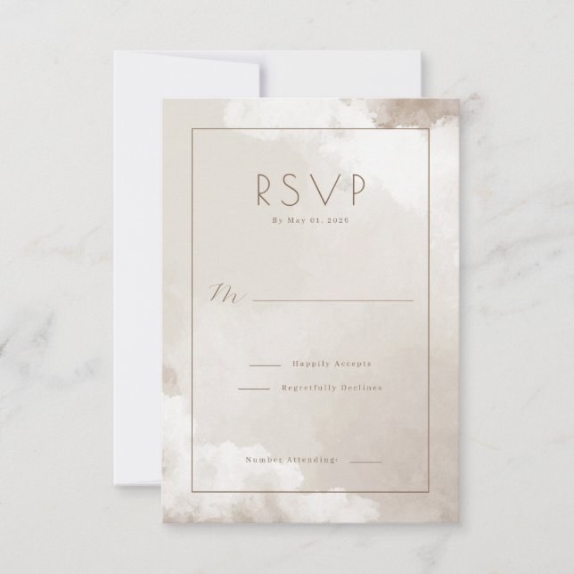 Elegant Beige Watercolor RSVP (Front)