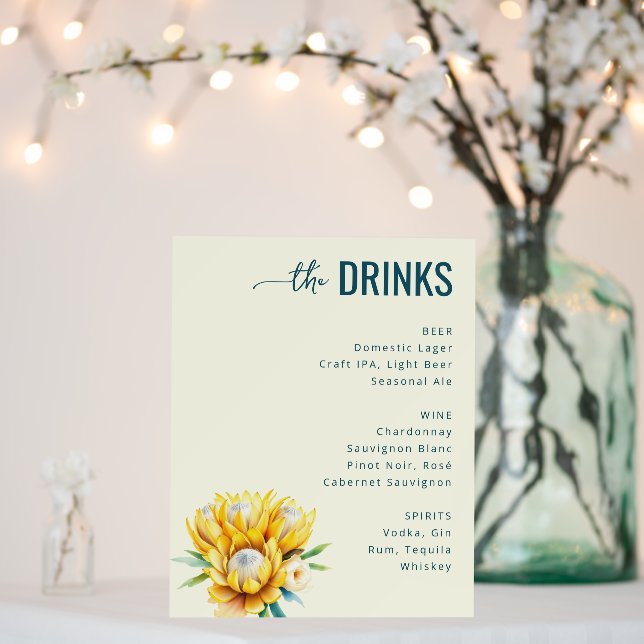 Elegant Beige Watercolor Wedding Menu Foam Board (In Situ (Wedding))