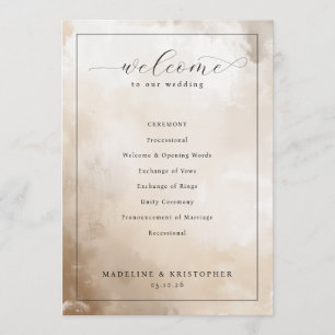 Elegant Beige Wedding Ceremony Program