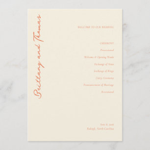 Elegant Beige Wedding Ceremony Program