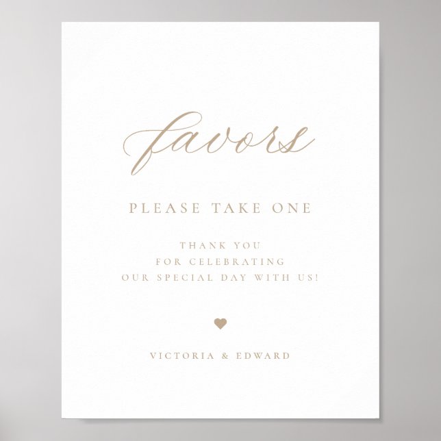 Elegant Beige Wedding Favor Poster (Front)