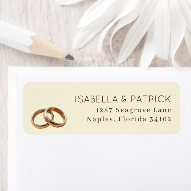 Elegant Beige Wedding Rings Label (Insitu)