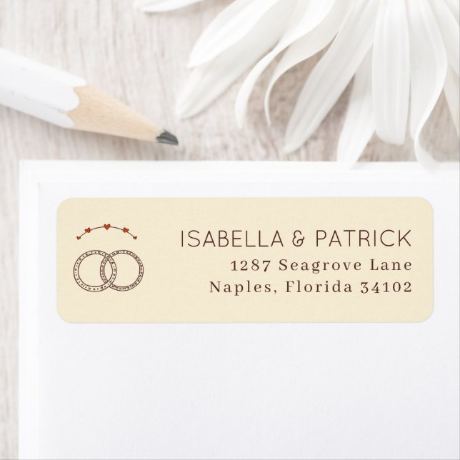 Elegant Beige Wedding Rings Label (Insitu)