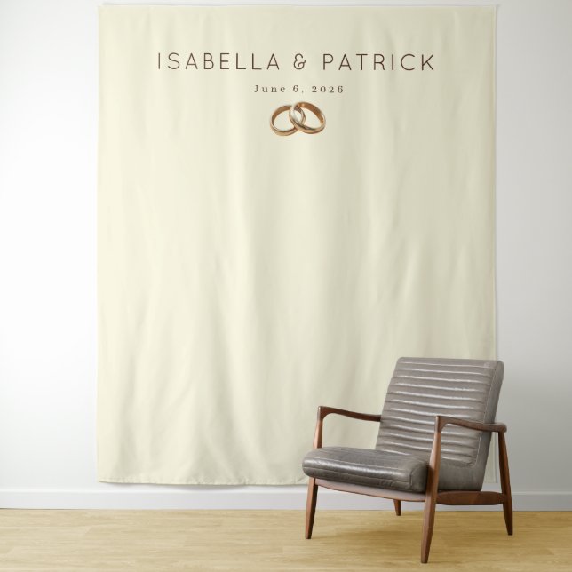 Elegant Beige Wedding Rings Tapestry (In Situ)