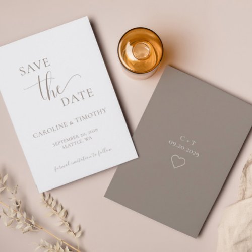 Elegant Beige Wedding Save The Date Card